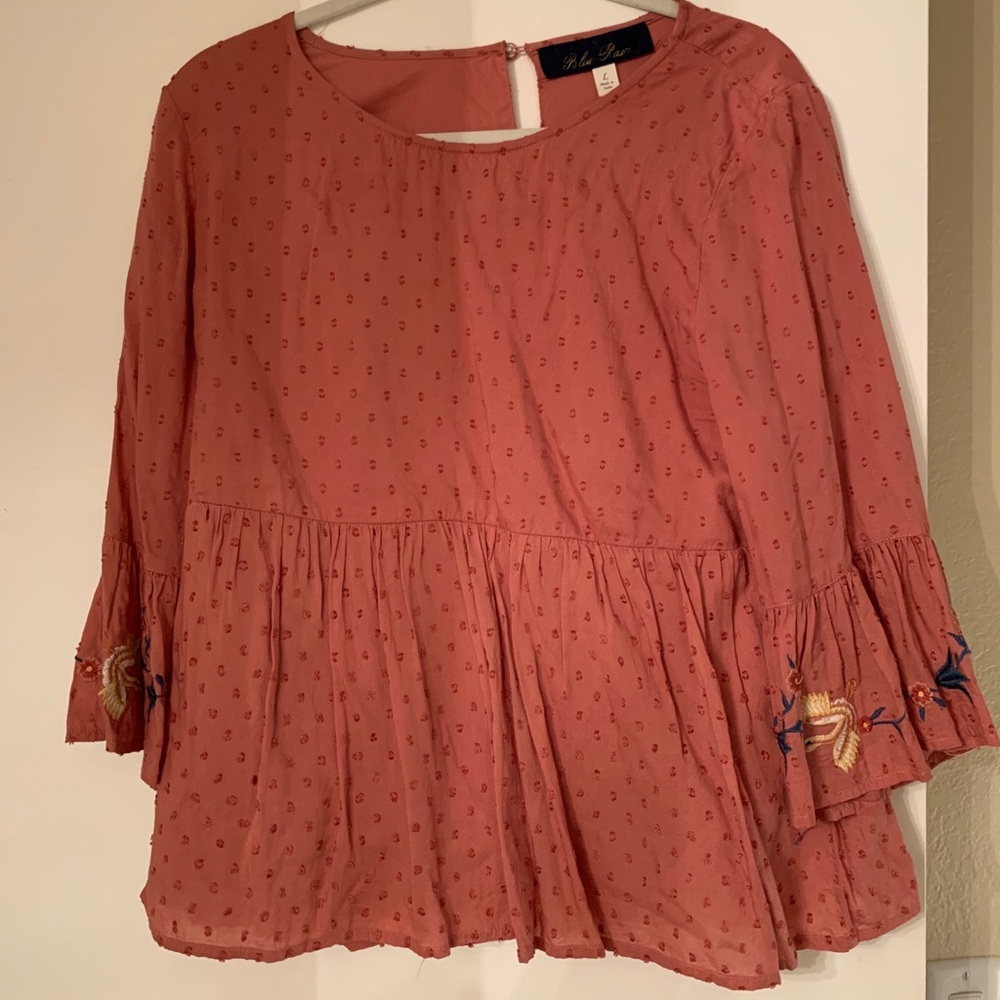 coral blouse with embroidery 🧶